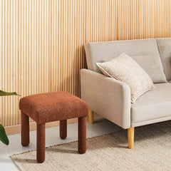 Upholstered Square Stool Ottoman - Rust Boucle