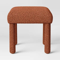 Upholstered Square Stool Ottoman - Rust Boucle
