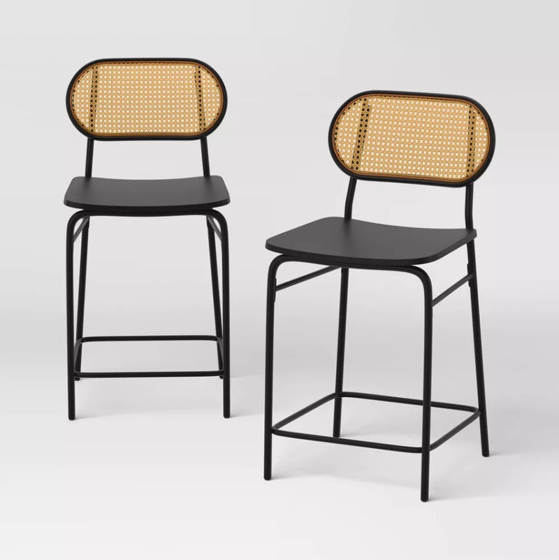 Gracie Wood Upholstered Counter Height Barstool