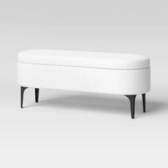 Storage Bench with Metal Legs - Cream Boucle