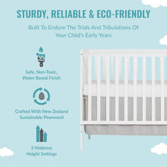 Dream On Me Synergy 5-in-1 Convertible Crib - White