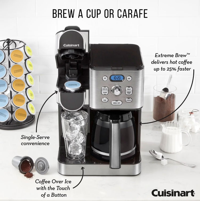 Cuisinart 2-in-1 Coffeemaker, 12 Cup Capacity, Single Serve, Hot or Iced