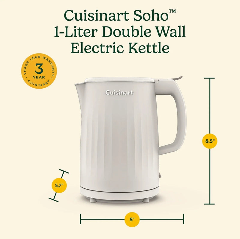 Cuisinart Soho 1-Liter Double-Wall Electric Kettle with Cord Storage - Truffle