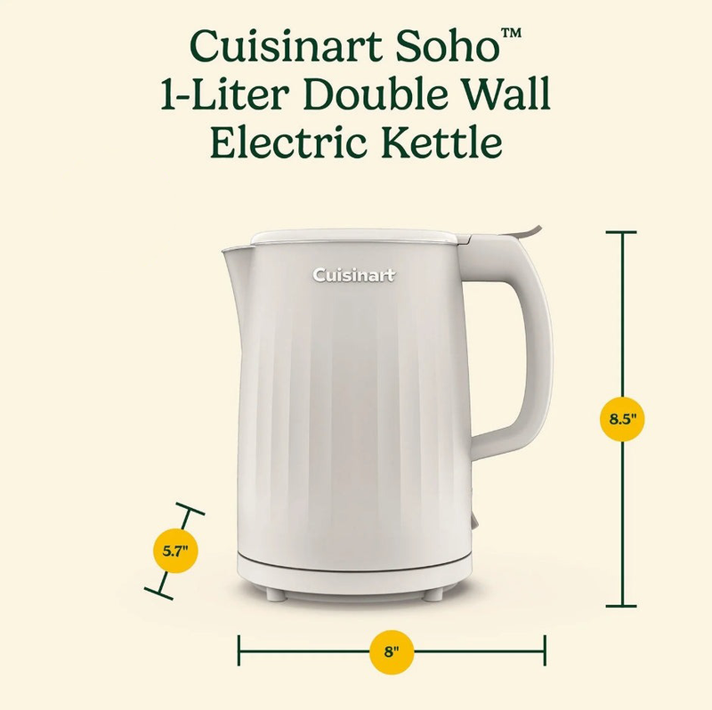 Cuisinart Soho 1-Liter Double-Wall Electric Kettle with Cord Storage - Truffle