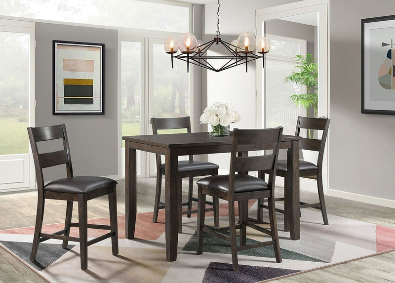 Pub High Dining Table 5 Pc Set - Rustic Brown