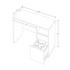 Writing Desk with Drawers - White