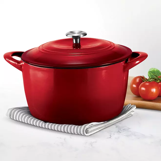 Tramontina Enameled Cast Iron 7-Quart Covered Round Dutch Oven - Red