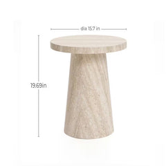 15.7 in. Stone Pattern Round MDF Wood End Table