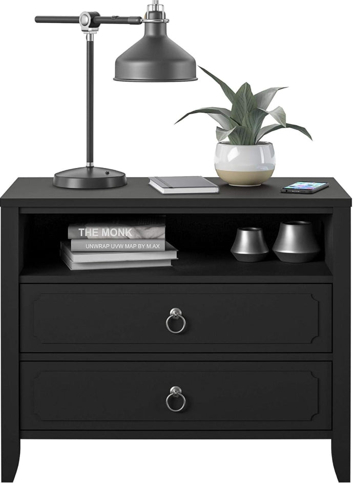 Her Majesty 2 Drawer Nightstand - Black