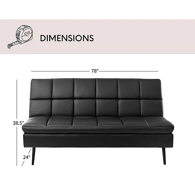 Felix Faux Leather High Performance Convertible Sofa - Black