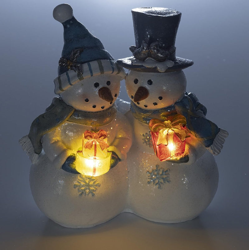 LED Snowman Couple Figurine