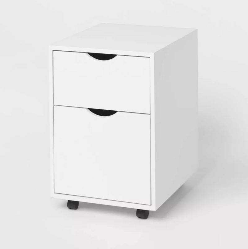 Metal File Cabinet with Two Drawers White