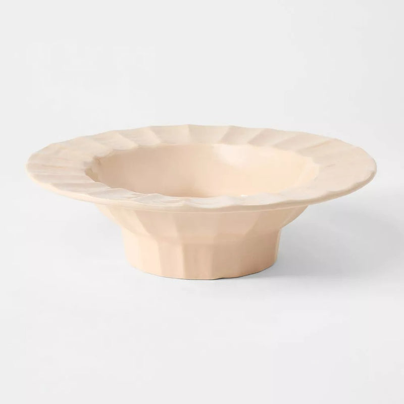 Ceramic Hand Molded Pedestal Bowl Pink