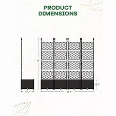Plastic Planter Box Set with Metal Trellis - Black