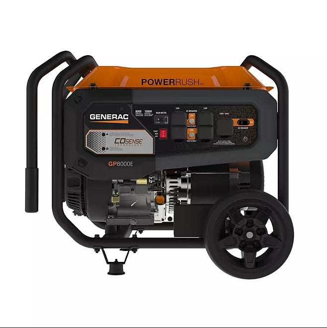 Generac GP8000E Portable Generator With Electric Start and Cord, 8000W