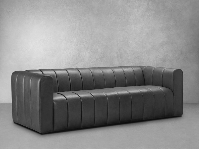 Gianna Leather Sofa - Dark Gray