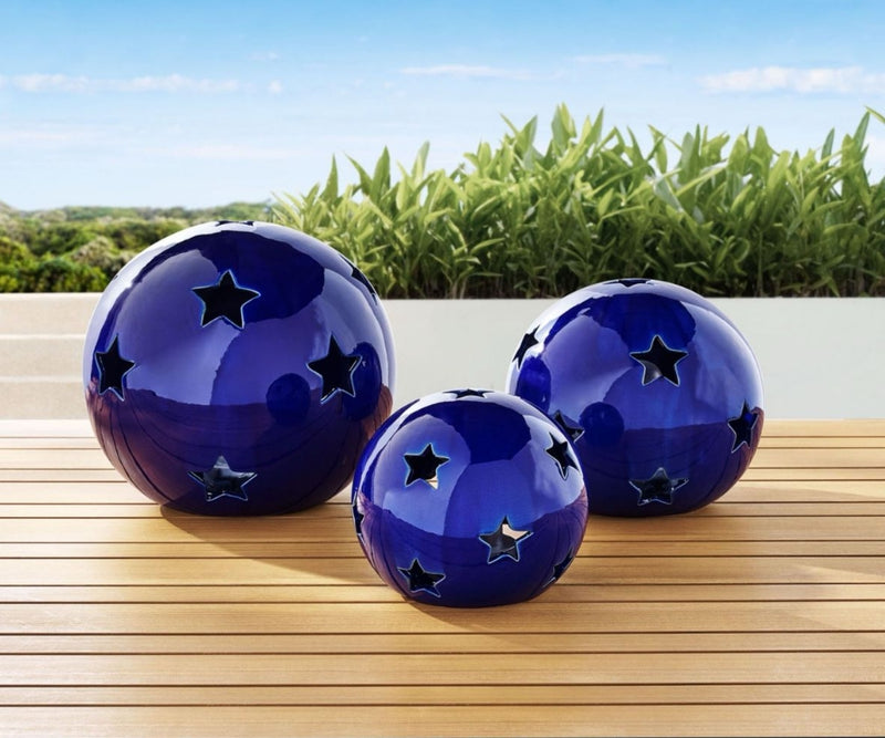 Ceramic Globe LED Lighting, Set of 3 - Purple
