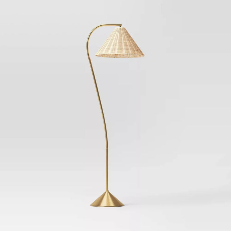 Gooseneck Floor Lamp with Natural Shade