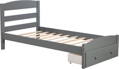 Twin Composite Platform Bed with Drawer - Gray