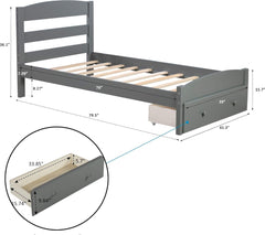 Twin Composite Platform Bed with Drawer - Gray