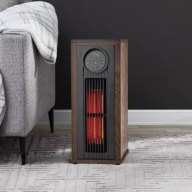 23" 3-Element Infrared Wood Tower Heater with UV LED Light