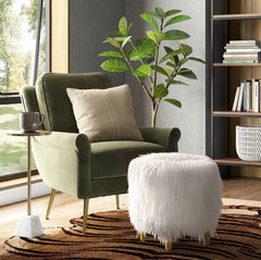 Upholstered Tufted Storage Ottoman Footstool - White