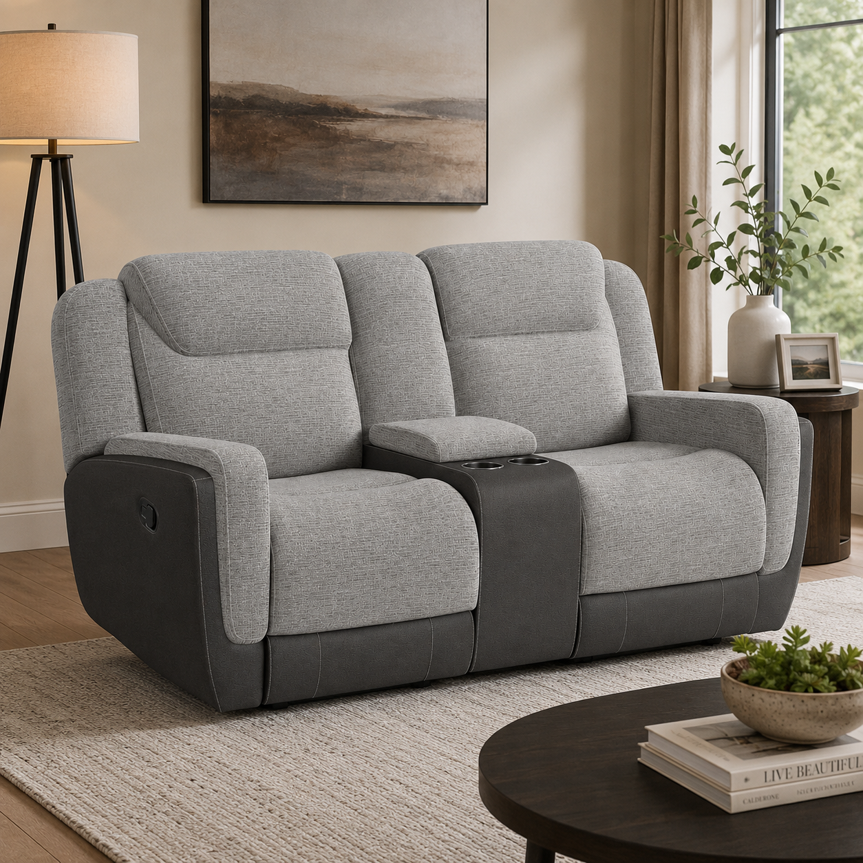 Hornet Manual Reclining Glider Loveseat - Grey