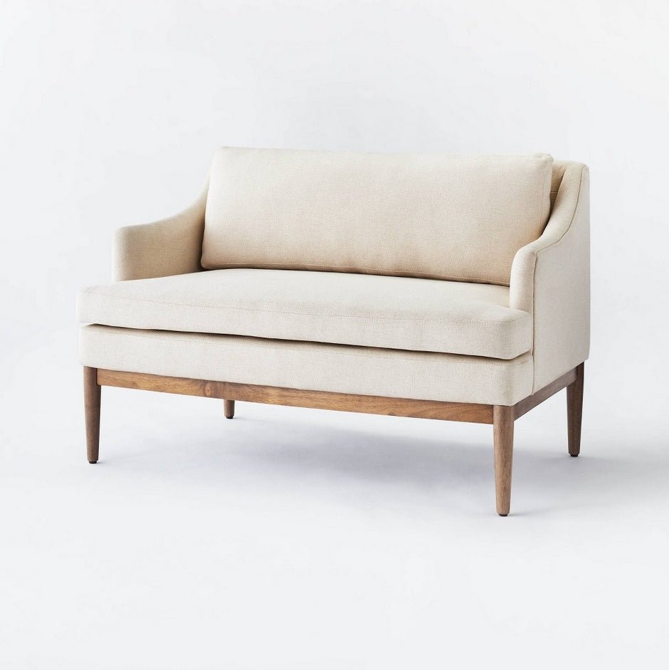 Howell Upholstered Loveseat with Wood Base - Cream - Wichita Home Outlet