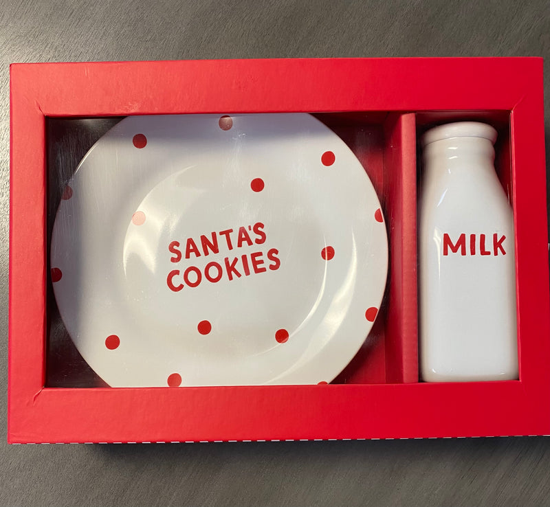 2pc Stoneware Milk & Cookies Set