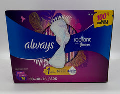 Always Radiant Regular Pads with Flexi-Wings, Scented - Size 1 (76 ct.)