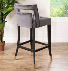 JEMMA VELVET BAR STOOL-Grey