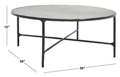 Jessa Round Metal Coffee Table - Black/White