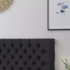 Jezebel Button Tufted Headboard - Queen/Full - Charcoal