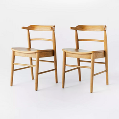 Telstar Mid-Century Modern Mixed Material Dining Chair - Dark Brown (Set of 2)