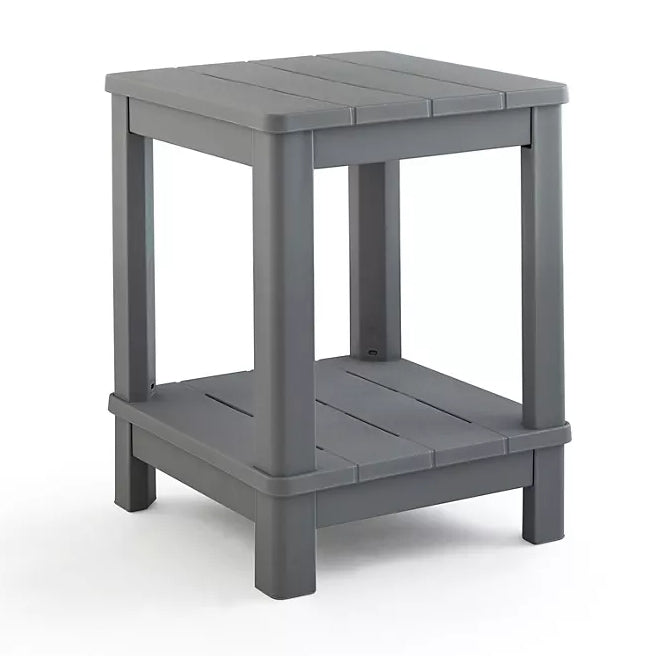 Keter Deluxe Side Table with Shelf - Classic Gray