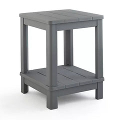 Keter Deluxe Side Table with Shelf - Classic Gray