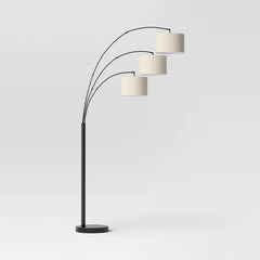 Avenal 3-Head Shaded Arc Floor Lamp - Black