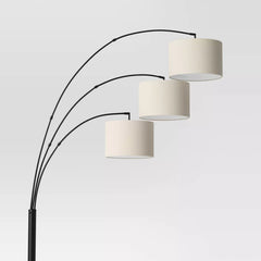Avenal 3-Head Shaded Arc Floor Lamp - Black