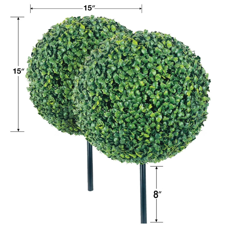 Florals 2-Pack 15" Premium Decorative Artificial 15" Boxwood Balls