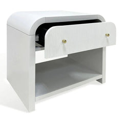 Liabella 1 Drawer Curved Nightstand - White