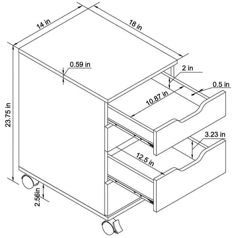 Loring Rolling Cabinet - White