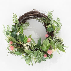 Faux 21 Inch Sweetgum & Mandarin Semi-Wreath