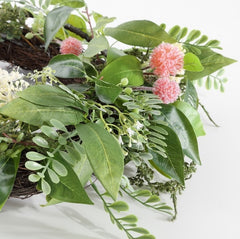 Faux 21 Inch Sweetgum & Mandarin Semi-Wreath