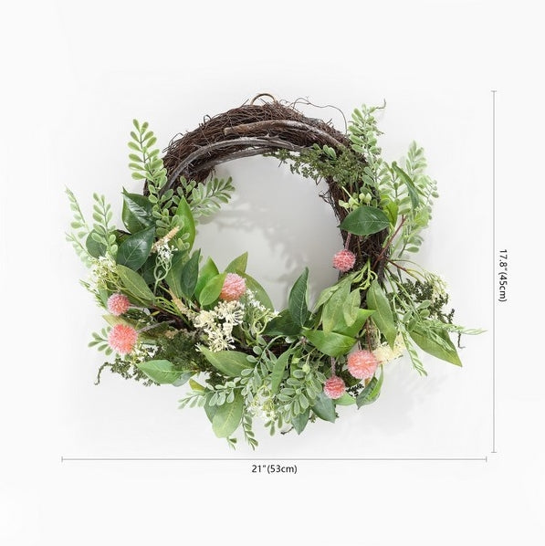 Faux 21 Inch Sweetgum & Mandarin Semi-Wreath