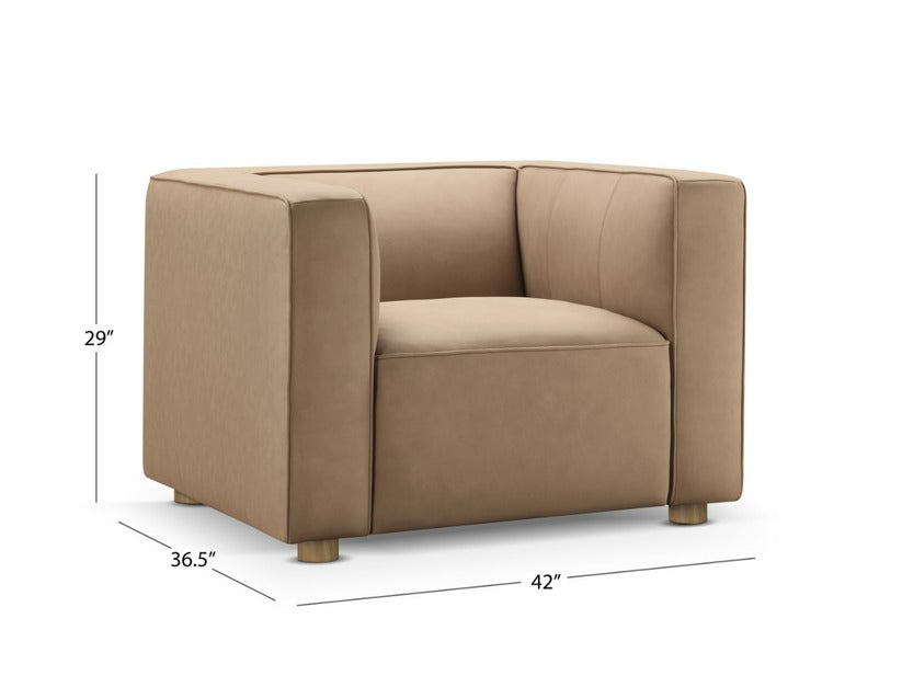 Matteo Nubuck Leather Chair - Saddle