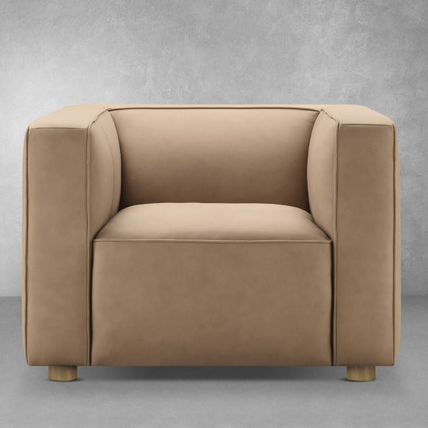 Matteo Nubuck Leather Chair - Saddle