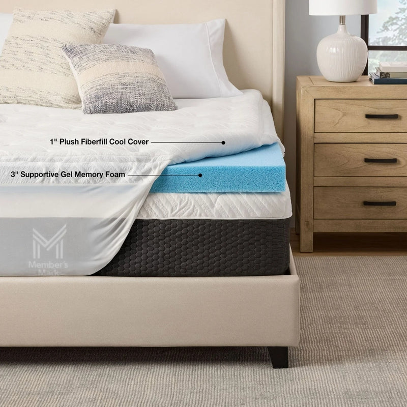 4" Pillow Top Gel Memory Foam Mattress Topper - King