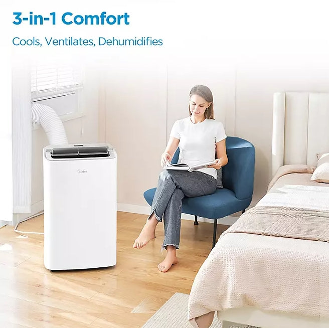 Midea 8,000 DOE, 12,000 BTU ASHRAE SmartCool Portable Air Conditioner, For spaces up to 350 Sq. Ft