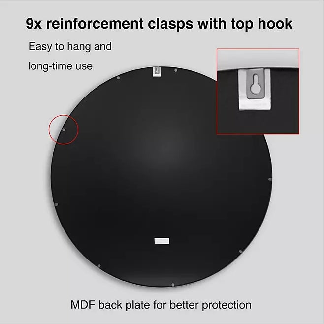 36" Elegant Round Metal Wall Mirror