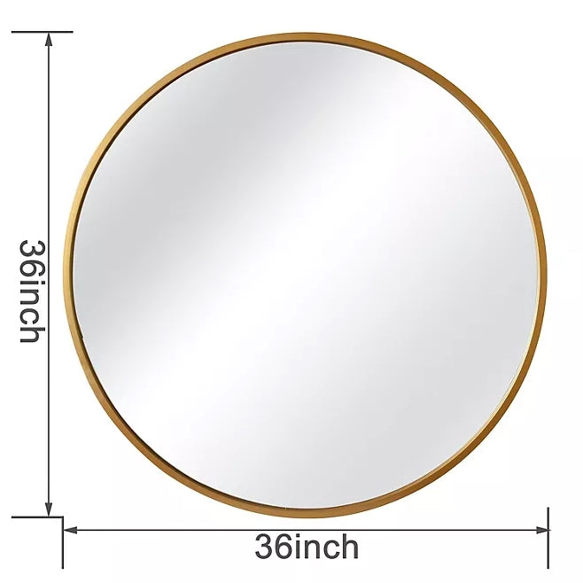 36" Elegant Round Metal Wall Mirror